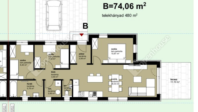 1. kép | Aktuális ház alaprajza | Eladó Ikerház, Máriakálnok (#177270)