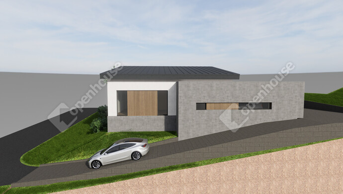 8. kép | A telekre tervezett ház látványképe | Eladó Telek, Szomor (#179251)