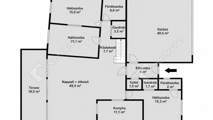 1. kép | földszint alaprajz | Eladó Családi ház, Szeged (#182478)